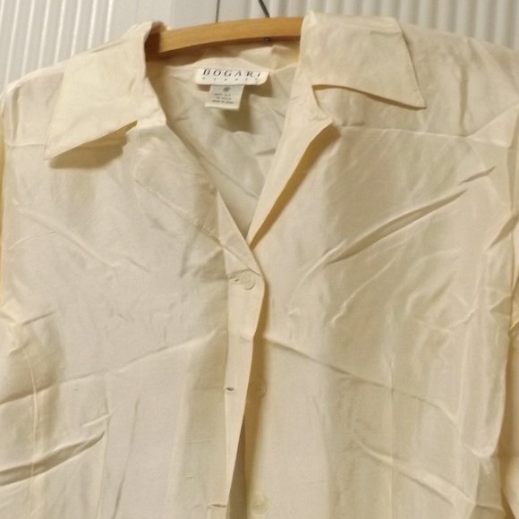 EGGSHELL, MEDIUM, LONG SLEEVE, BUTTON UP SILK BLOUSE - Picture 2 of 2